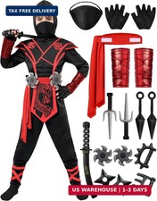 Spooktacular Creations Halloween Ninja Costume Kids, Ninja Dragon Jumpsuit Set,