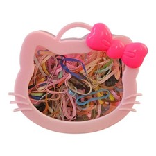 ​Sanrio Hello Kitty Astuccio Rosa con Mini Cravatte Elastiche per Capelli Colori Assortiti