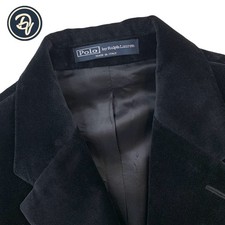 Boys 16 Polo by Ralph Lauren Solid Black Velvet Cotton Blazer Made Italy