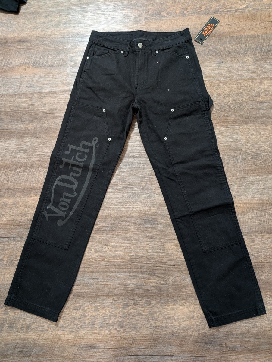 Von Dutch Double Knee Carpenter Jeans Mens 28X30 Black Pocketed