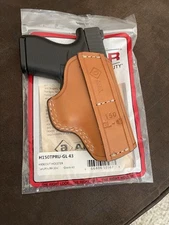 AKER Brown Leather Hideout Vest Backup Holster For GLOCK 43