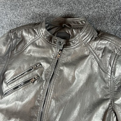 Urban Republic Men s Faux Leather Moto Jacket Gray Quilted Size L