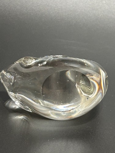 Vintage Swan Goose Duck Glass Figurine Clear Glass Paperweight UV Reactive - Picture 3 of 7