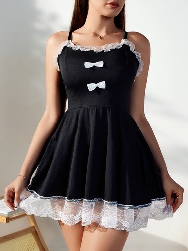 Lingerie sexy donna pizzo biancheria intima francese infermiera cosplay babydoll pigiama - Foto 38 di 60