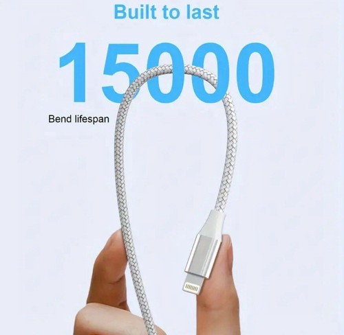 Heavy Duty Braided 3m Long USB Fast Charging / Sync Cable Lead For iPhones. #C - Picture 4 of 11