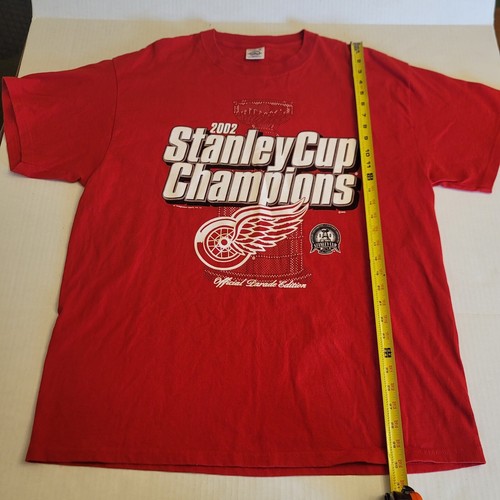 Vintage Detroit Red Wings T-Shirt Mens XL 2002 10 Time Stanley Cup Champions - Picture 8 of 8