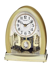 Rhythm Clocks Joyful Crystal Gold Musical Mantel Clock
