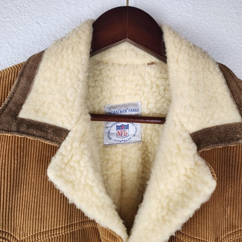 VTG 60s 70s J.P. Stevens NFL Corduroy Coat Jacket Sz L? Sherpa Lined Hippie - Picture 2 of 20