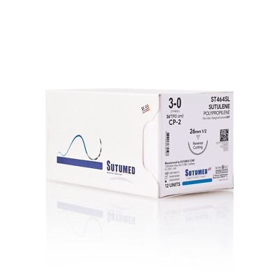 Sutumed SUTULENE Polypropylene  Suture USP 3-0, 1/2 26mm reverse cutting