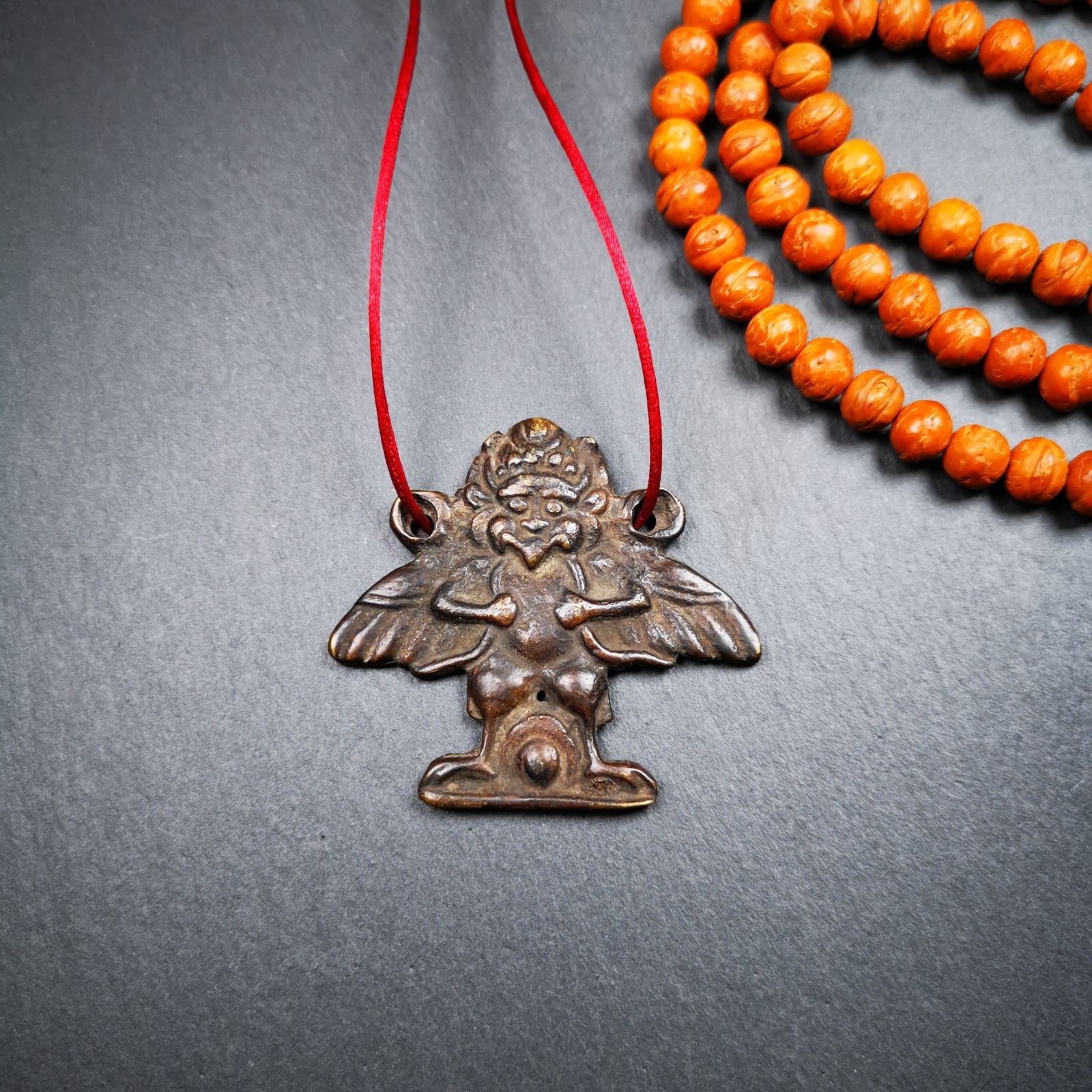 Gandhanra Antique Tibetan Buddhist Amulet - Garuda -Made of Thokcha -1.9" * 2.1"