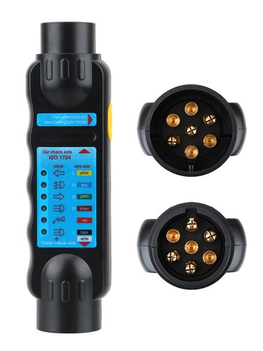 12V 7 Pin Car Trailer Towing Lights Plug&Socket Cable Wiring Circuit Tester Blk - Picture 11 of 11