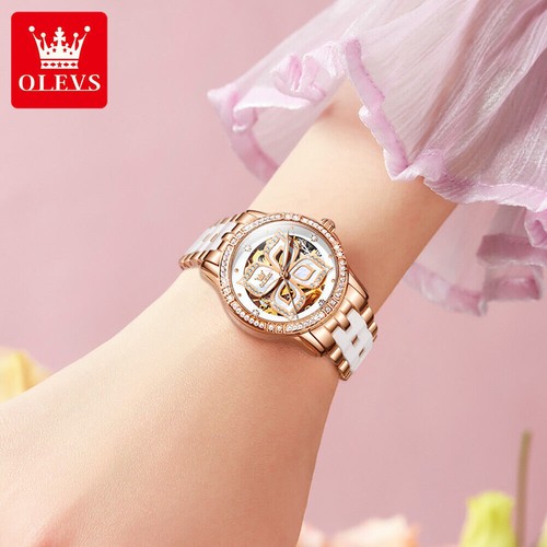 Orologio OLEVS Impermeabile Cavo Set Diamanti Orologi da polso Meccanici Donna - Foto 6 di 16