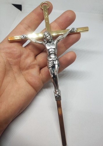 Cruz de pared de metal moderno chapado en oro crucifijo de pared 7,7... - Imagen 3 de 8