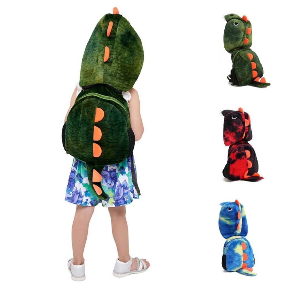 Kapuze Cartoon-Dinosaurier-Rucksack Plüsch Kindergarten Tasche Im Freien