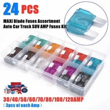 24 Pack Large MAXI / APX Blade Fuse Assortment Auto Car Truck SUV AMP FUSES Kit