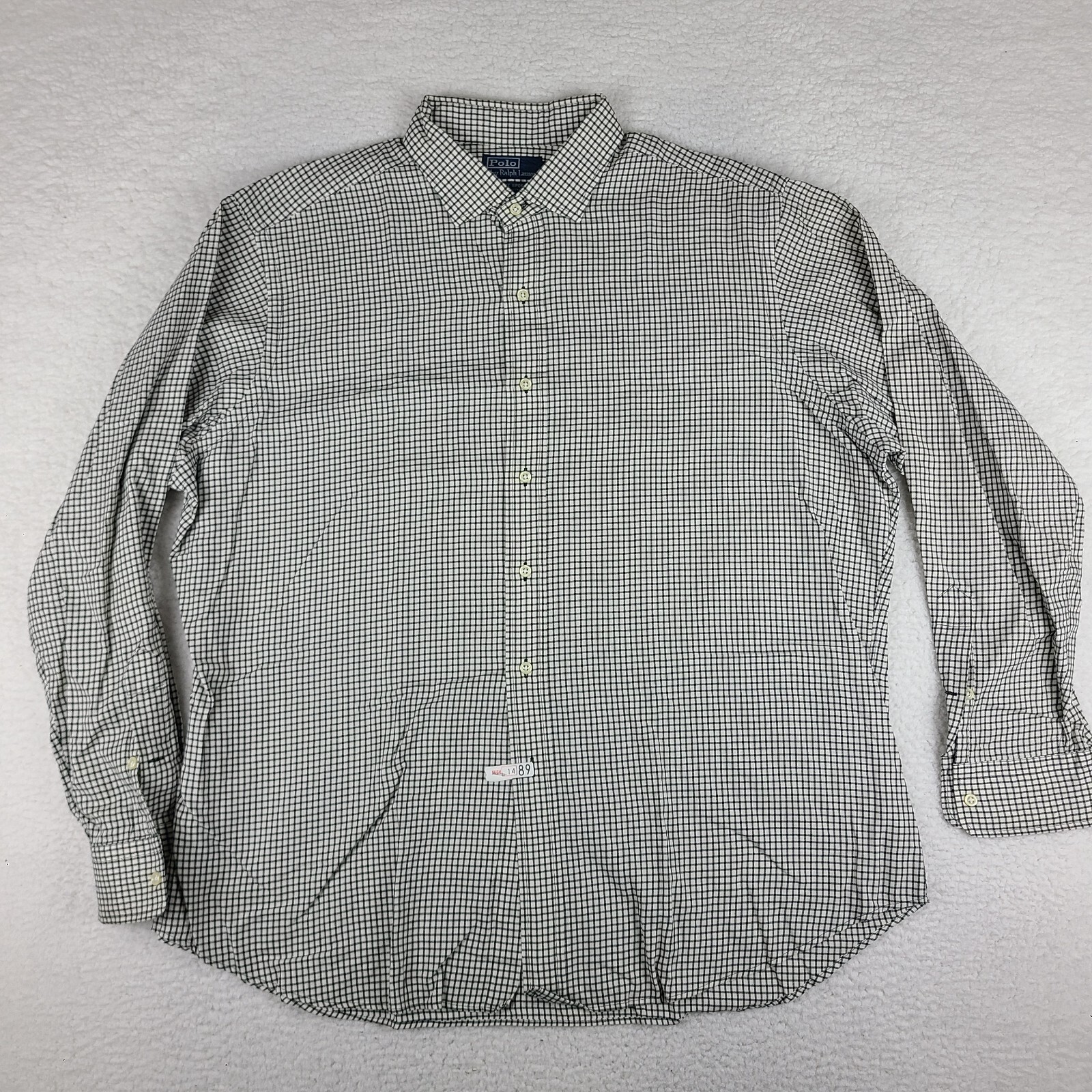 Polo Ralph Lauren Shirt Mens 2XL XXL Black Beige Estate SportDress Button Up VTG