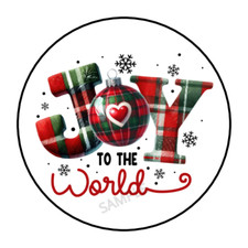 Christmas Joy to the world stickers, envelope seals, labels, tags, round