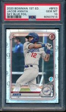 PSA 10 JACOB AMAYA 2020 Bowman 1st Edition SKY BLUE FOIL Rookie RC GEM MINT