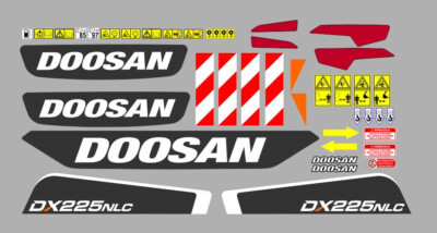 Doosan Dx 225 Nlc Decals Adhesive Complete Kit