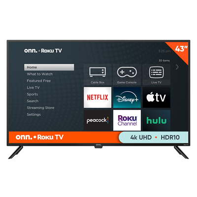 onn. 43  Class 4K UHD (2160P) LED Roku Smart Television HDR (100012584)