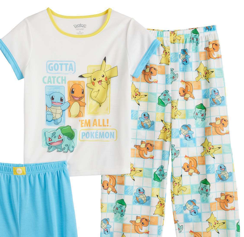 Girls Pokemon Pajamas Set T Shirt Pants Shorts 4 5 6 6X 8 10 12 Kids Pikachu NWT - Picture 4 of 5