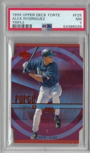 1999 Oberdeck Forte rot dreifach gestanzt Alex Rodriguez #F25 PSA 7 NM 065/100