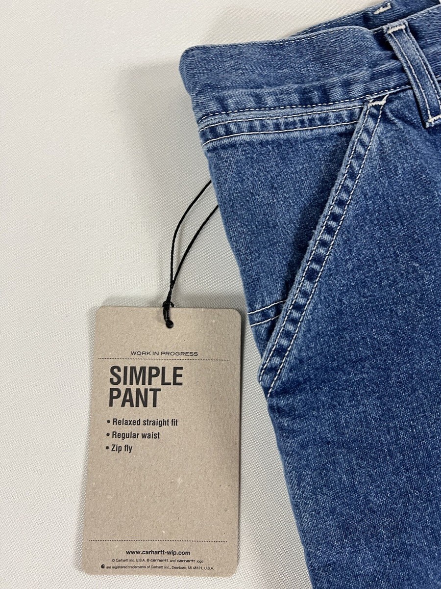 CARHARTT WIP SIMPLE PANT DENIM BLUE STONE WASHED 34X32 NWT