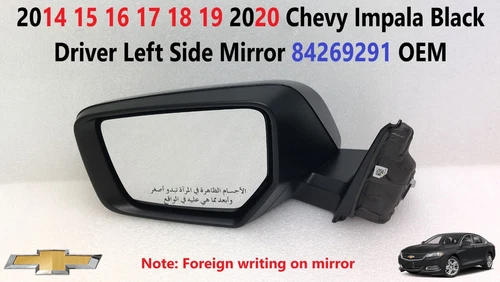 2014 15 16 17 18 19 2020 Chevy Impala Black Driver Left Side Mirror 84269291 OEM
