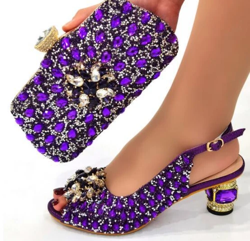 Damen Strass Schuhe und Tasche Set Schuhe Sandalen Mitte 6 CM Luxus Party Mode - Bild 17 von 20