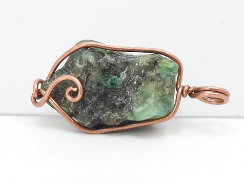 Colgante Esmeralda Áspero Alambre Envuelto Cobre Joyería 30X19X10MM Regalo Personalizado - Imagen 7 de 8