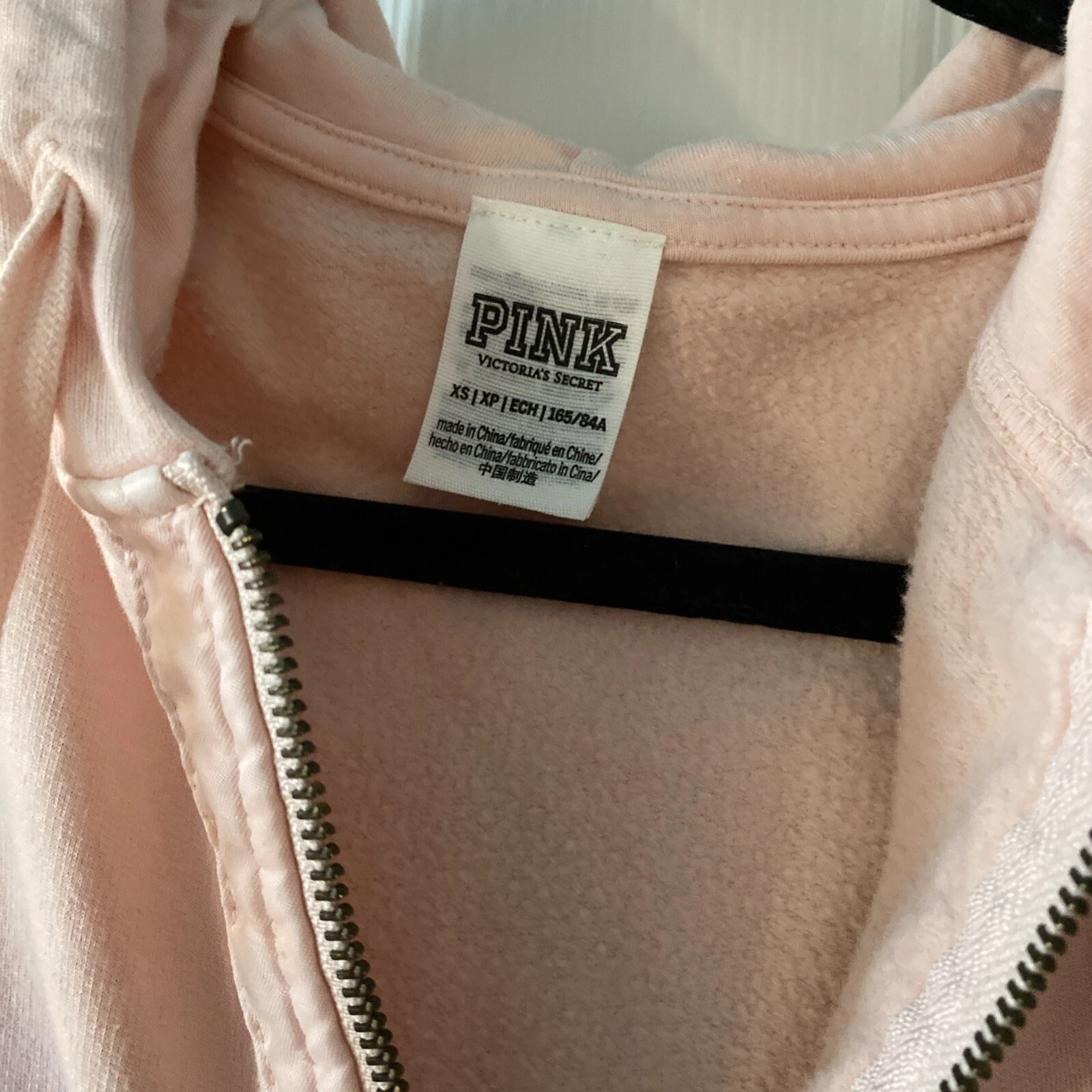 UNDERCOVER Victoria's Secret ROSA mezza zip cropped felpa con cappuccio taglia XS