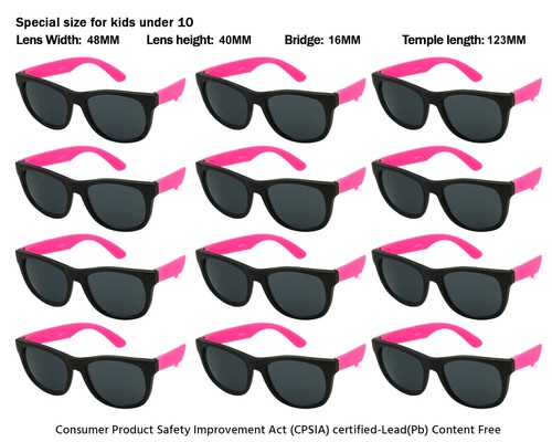 12 Pack Kids Size Neon Sunglasses w/CPSIA certified-Lead(Pb) Content Free 9402R - Picture 12 of 25