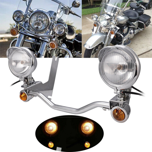 Spot Passing Lights Lamps Turn Signals Bar Kit for 1994-2013 Harley Road King - Imagen 6 de 10