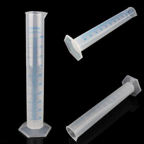 Plastic Measuring Cylinder 500ml Trial Test Liquid Tube for Graduated Laboratory