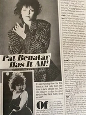 Pat Benatar, Full Page Vintage Clipping, a