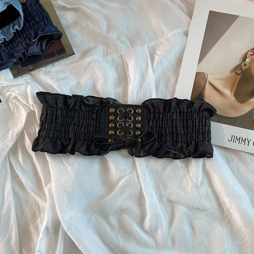 Cintura Elastica In Vita Cintura Elasticizzata In Denim Per Abito Ampio ☆ - Foto 5 di 15