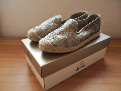 VIDORRETA Espadrilles/Slipper*Silber*Pailletten*2 x getr.*top erh.*Gr. 38