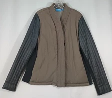 Simply Vera Wang Women’s Large Jacket Olive Green Black Sleeve Modern Full-Zip