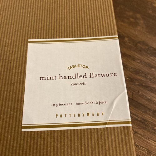 NUEVO Servicio de cubiertos Pottery Barn 12 piezas VERDE COMO NUEVO esmalte de verano para 4 - Imagen 3 de 4