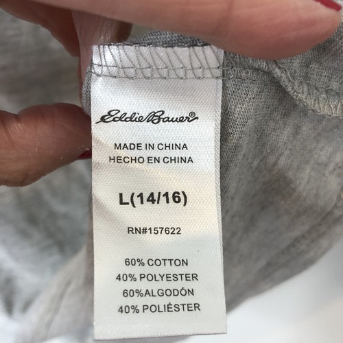 Eddie Bauer NWT Kids' Heather Grey Long Sleeve Happy Camper T-Shirt Large 14/16 - Picture 6 of 7