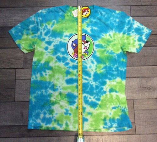 Bucees Blue Green Tye Dye Large T Shirt Colorful Lei’d Back New - Picture 2 of 4