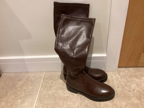 BOTAS ALDO ANNE HASTA LA RODILLA 3UK 36EU TOTALMENTE NUEVAS CUERO MARRÓN - Imagen 2 de 4