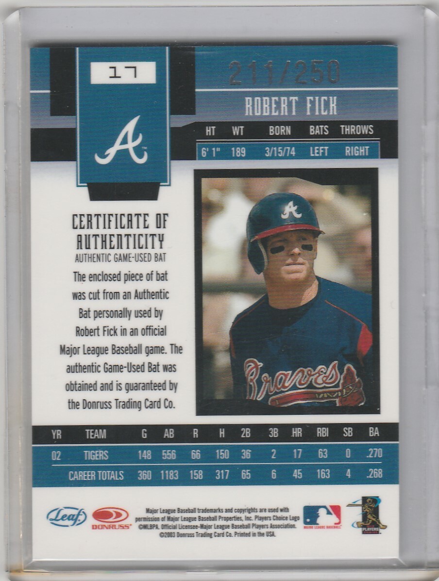 2003 Leaf Cert. Materials Mirror Red Baseball Card #17