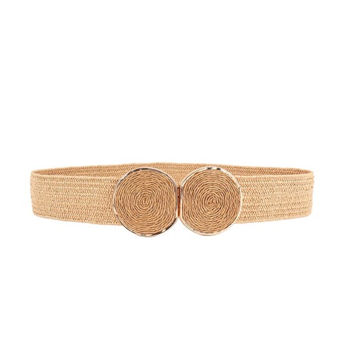Women's Braided Thick Belt Fashion Holeless Wide Raffia Holeless Elastic Beach - Picture 12 of 16