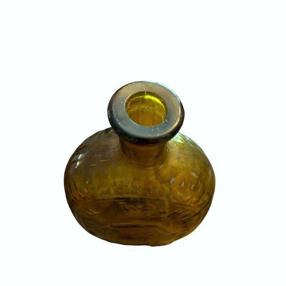 Vintage Amber Franklin Eagle Glass Flask Lestoil Glass Yellow Bottle