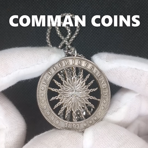 Hobo Coin Cut Coin Necklace Lugh Celtic God of the Sun Old US Jewelry Art Dollar - Video 1 of 1
