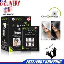 10PCS Dexe Permanent Black Hair Shampoo Hair Color Dye Instant 5 Min Darkening