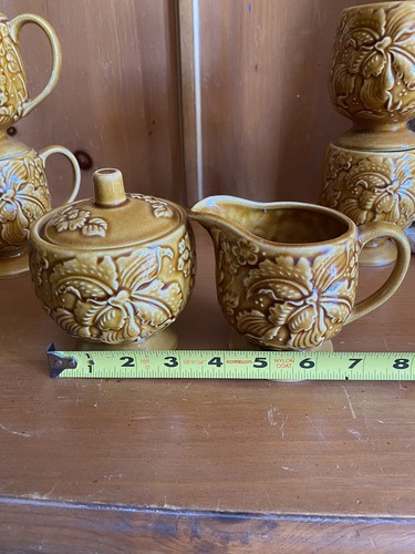 Vintage Yellow Royal Sealy Made in Japan Teapot & 4 Cups, Cream & Sugar - Bild 8 von 12