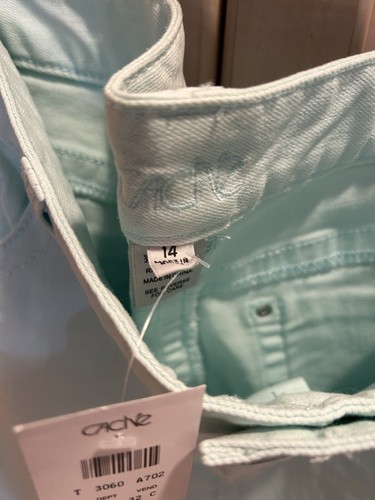 Pantalón de mezclilla recortado Cache verde azulado skimmer talla 14 nuevo con etiquetas - Imagen 2 de 4