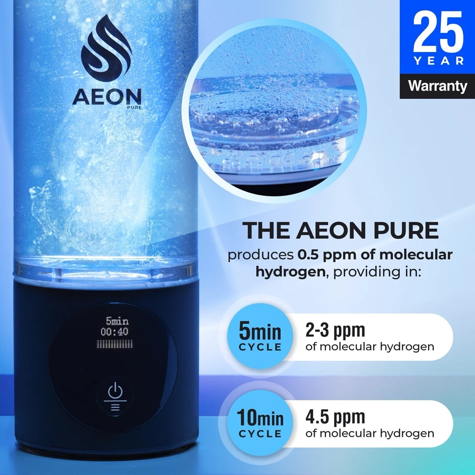 AeonPure Hydrogen Water Bottle Generator -SPE&PEM Rechargeable- 4.5PPM, Black - Image 4 of 4